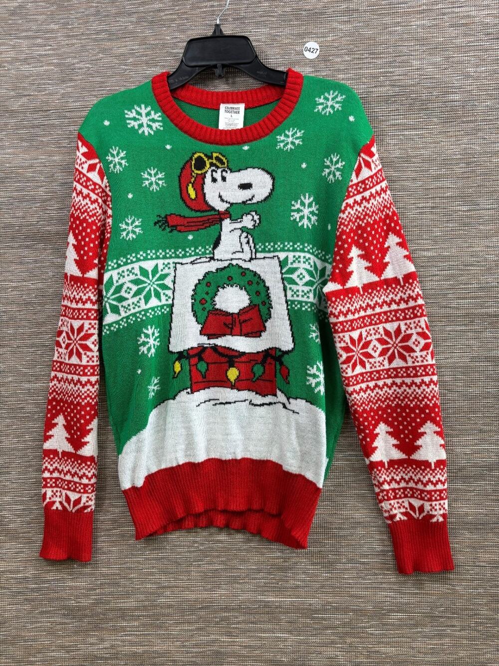 Peanuts Snoopy Red Baron Ugly Christmas Sweater Women's Size L